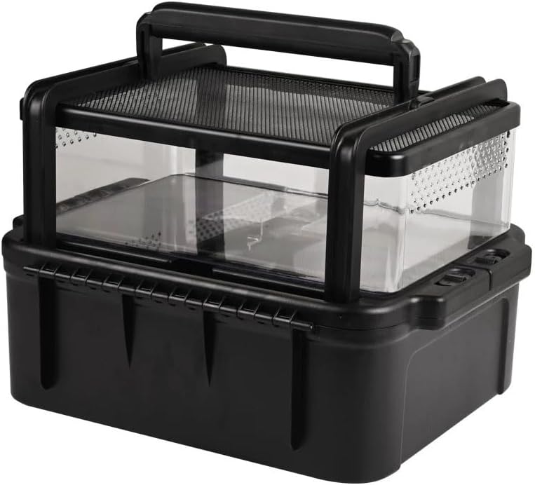 Portable Reptile Cage Carrier Tank with Handle Reptile Transport Container Terrarium Box Habitat Cage Pet Houses for Tur