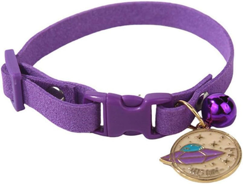 Cat Collar with Bell Pretty Girl Kitten Collar with Bells, Dark Purple XXS