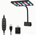 Carefree Fish Aquarium LED Light USB 5V1A RGBW 5730 Timmer 1~10Gal Fish Tank Clip Light 10 Brightness Levels 8W with USB