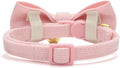 Breakaway Cat Collar with Bow Tie and Bell Adjustable Soft Corduroy Pink Kitten Collars for Girl Cats