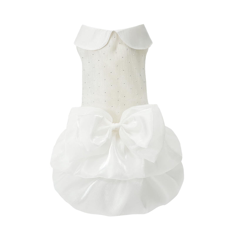 Dog Dress,Pet Wedding Dress Princess Formal Tutu Skirt with Bowknot,Puppy Birthday Party Outfit Apparel Girl for Small Dogs Cats (White, Medium)