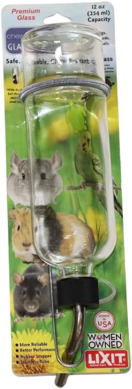 Lixit® Chew Proof Flat Sided Water Bottles for Rabbits, Ferrets, Rats, Birds, Hamsters, Guinea Pigs, Chinchillas Gerbils