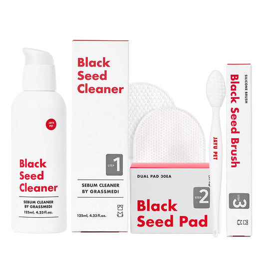 JAYU PET 3-Step Cat Acne Care Kit - Hypoallergenic Cleanser for Feline Acne, Cat Black Chin(1EA) Double-Sided Pads, Cat Acne Chin Wipes(30PCS) Soft Grooming Cat Acne Silicone Brush(1EA)