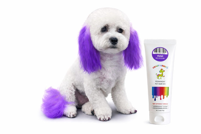 Crazy Liberty Permanent Pet Hair Dye for Dogs and Horses (Violet) – Professional Grooming Color Gel, for Creative Groomers, 4 Fl Oz