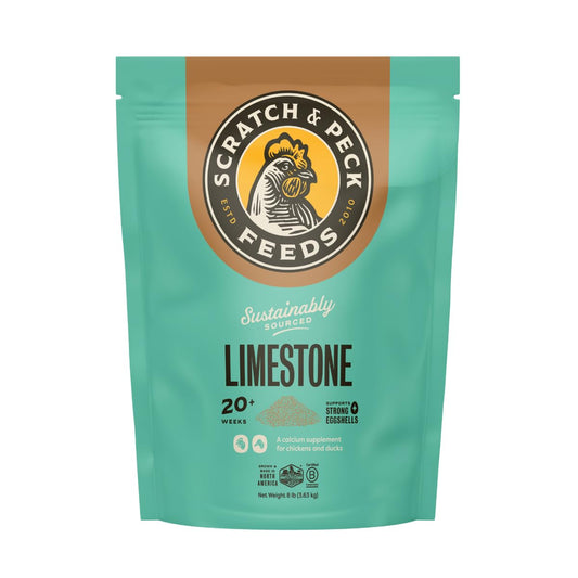 Scratch and Peck Limestone Supplement for Chickens and Ducks - 8 lbs Bag - High in Calcium, Made from Pure and Sustainably Sourced