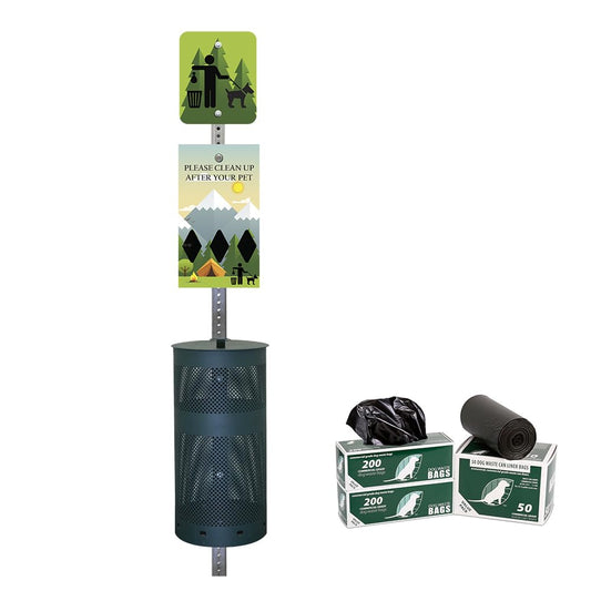 ZERO WASTE USA – NEW 2026 Rust-Proof Aluminum Dog Waste Station – 25% More Storage & Improved UV Protection – Free 400 Roll Bags & 25 Can Liners – 10-Year Warranty (Camp | Matte Green)