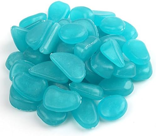 Shiny Stone 100pcs Glow in the Dark Fish Tank Aquarium Rocks, Aqua