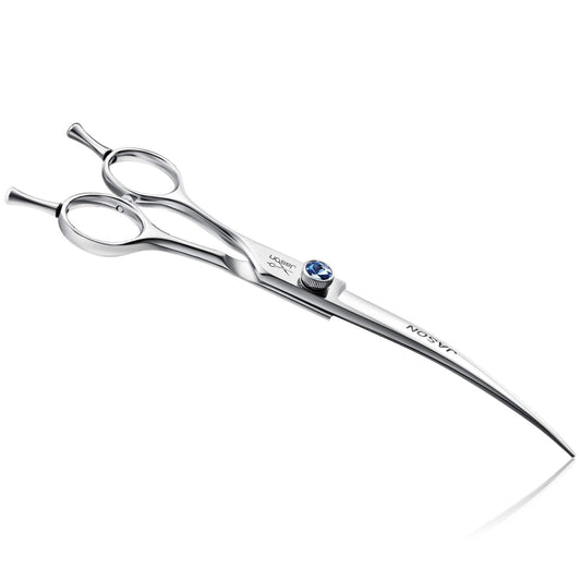 JASON 7" Curved Dog Grooming Scissors, Cats Grooming Shears Pets Trimming Kit with for Left Handed Groomers, Sharp, Comfortable Shear Christmas Gift