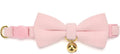 Breakaway Cat Collar with Bow Tie and Bell Adjustable Soft Corduroy Pink Kitten Collars for Girl Cats
