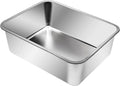 Kichwit Extra Large Stainless Steel Open Cat Litter Box with High Sides, Metal Litter Pan for Cat, 23.6 x 15.7 x 5.9 Inches