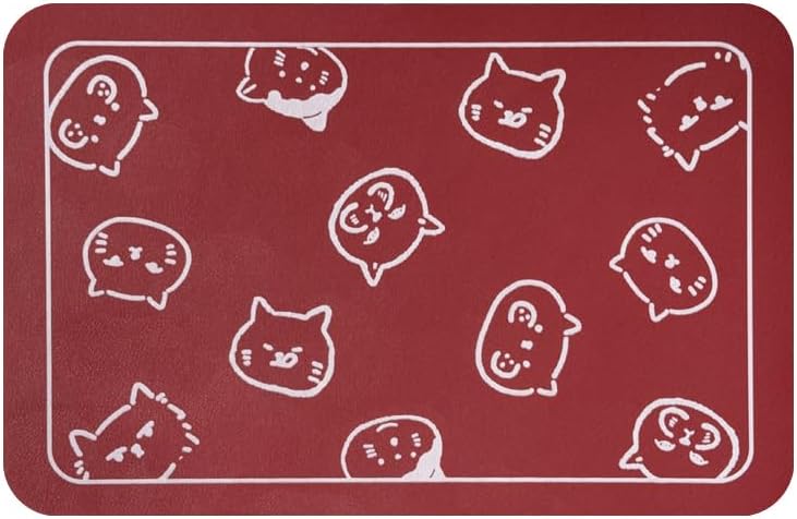 YCT Cat Food Mat, Cat Mat for Food and Water, Pet Feeding Mat, Non-Slip Super Absorbent, with Multiple cat Heads Logo, 1