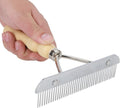 Metal Undercoat Rake, Anti Slip Dog Grooming Rake with Wooden Handle, Portable Dog Rake Brush, Dog Deshedding Rake for C