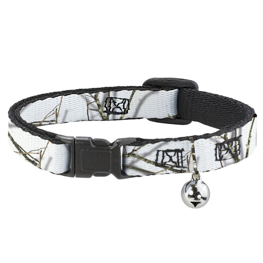 Mossy Oak Breakaway Cat Collar with Bell, Plastic Clip, Easy Adjustable, Mossy Oak Country Roots Snowdrift Camo White, 8.5 to 12 Inches 0.5 Inch Wide