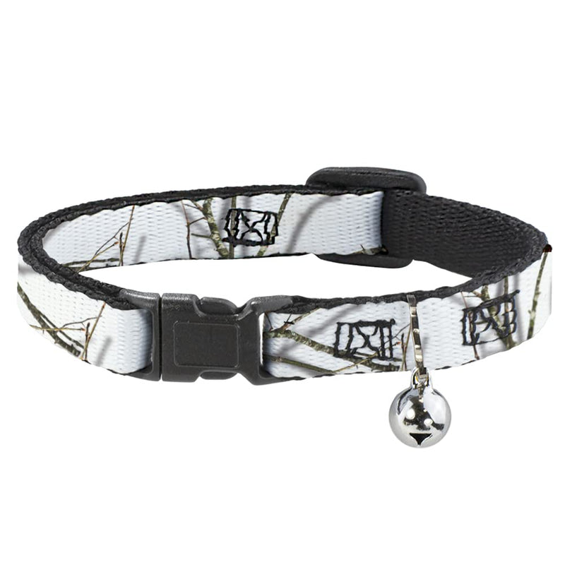 Mossy Oak Breakaway Cat Collar with Bell, Plastic Clip, Easy Adjustable, Mossy Oak Country Roots Snowdrift Camo White, 8.5 to 12 Inches 0.5 Inch Wide