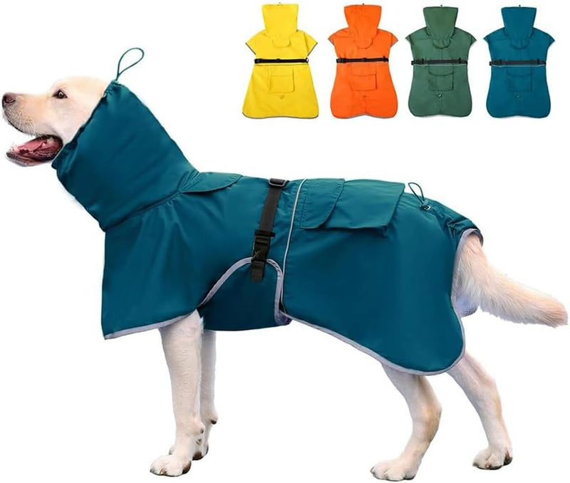 Dog Raincoat Waterproof Adjustable Rain Jacket Small Dogs Blue,L