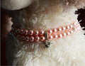 Luxury 2 Row Pearls Rhinestones Pet Cat Dog Necklace Collar Jewelry with Bling Crystal Ball Charm Pendant for Pets Cats 