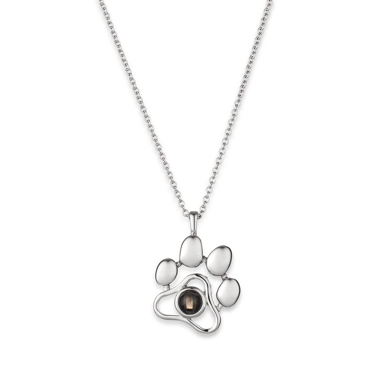 OPALSTOCK Personalized Pet Photo Necklace, Custom Photo Charm Projection Necklace Dog Cat Paw Pendant Pet Memorial Jewelry