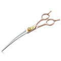 JASON Professional Dog Grooming Scissors - 7 Inch Curved Shear Japanese 440C Stainless Steel Dog Scissors with Diamond Screw, Rosegold, Sharp