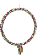 Bird Rope Swing Colorful Perch Climbing Toy for Parrots Budgie Parakeet Cockatiel Cockatoo Conure (M (10.4 inch)