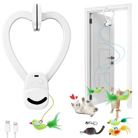 CATPICK Interactive Cat Toys for Indoor Cats - Automatic Flying Bird & Mouse Doorway Hanging Toy, USB Rechargeable Electric Kitten Toy for Hunting Instinct, Enrichment & Exercise, 2 Birds & 1 Mouse
