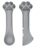 Joyinjojo 2 Pack Dog Cat Food Spoon Spatula, Cute Paw Pet Can Opener Mixing Spoons for Dog Cat Wet Food, Small Silicone Spatula Cat Treat Spoon Pet Cannd Food Scoop for Dog Cat, Grey