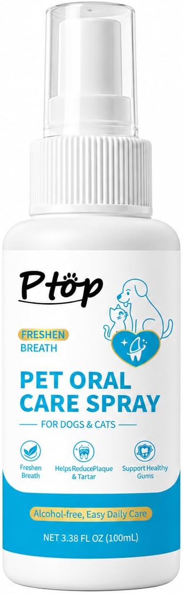 Pet Oral Care Spray, Breath Freshener & Teeth Cleaning Pet Dental Care Spray for Dogs & Cats, Reduce Plaque & Tartar, Su