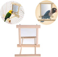 Litewoo Bird Mirror Wooden Hanging Swing Interactive Play Toys for Small Parrot Budgies Macaw African Grey Parakeet Cockatiel Conure Lovebird Cage Accessories (Bird Mirror Perch Stand-2 PCS)