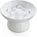 Ceramic Elevated Slow Feeder Cat Bowl,Anti Vomiting & Choking Cat Slow Feeder,Raised Heart Shaped Cute Cat Bowl Slow Fee