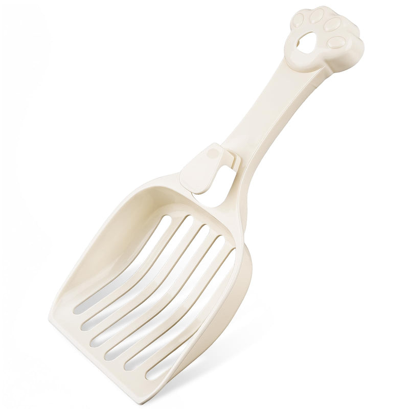 Depets Cat Litter Scoop, Litter Scoop with Wide Slats, Kitty Litter Scooper for Pine Pellets, Durable Plastic Litter Sifter Scoop - Designed for Easy Sifting, Milky White