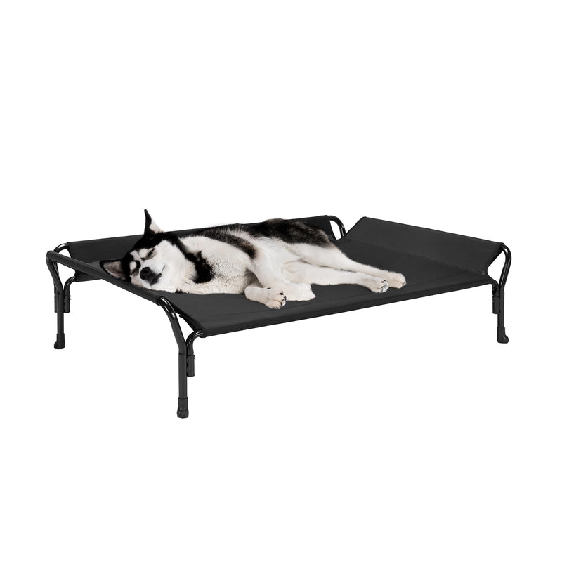 Veehoo Cooling Elevated Dog Bed, Raised Pet Cot with Guardrail & Slope Headrest, Durable & Breathable Teslin Mesh, Non-Slip Feet, Washable Dog Sofa Bed for Indoor & Outdoor, Large 47