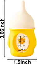 Pet Nursing Bottle, Yellow Animal Feeding Bottles with Soft Silicone Nipple, Anti-Choking Design, Slow Flow Kitten Bottle Feeding kit for Puppies, Kittens and Small Animals (20 ml)