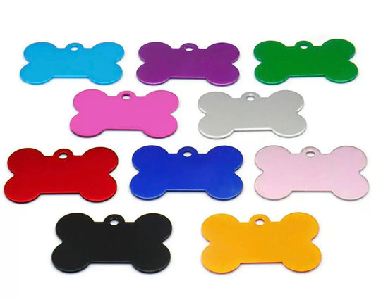 Dog Cat ID Tags in 10 Colors, Customized Pet Name Tags - Personalized Dog and Cat Tags up to 4 Lines of Customized Text on Back