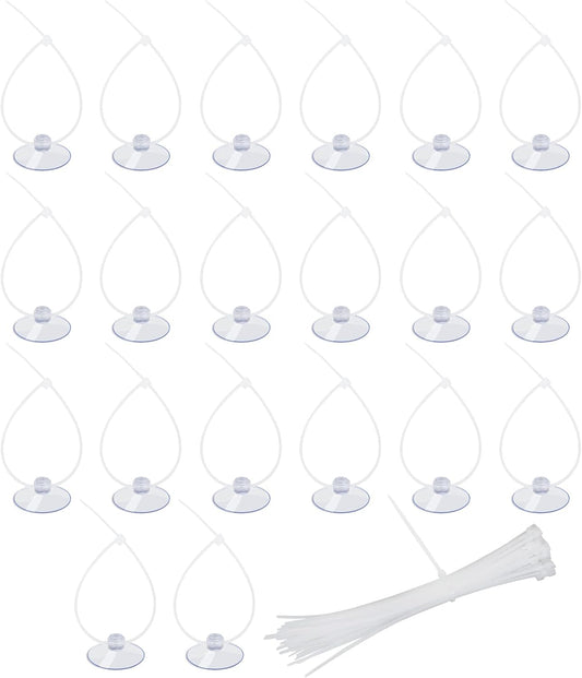 AQUANEAT 20 Pack Suction Cups with 40 Zip Ties for Aquarium Fish Tank Decoration Moss Shrimp Nest