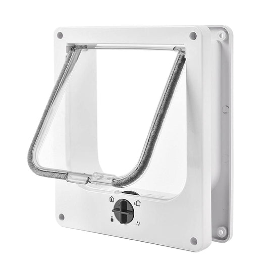 EASY JOY Cat Doors(Outer Size 8.6" x 7.5"), 4-Way Locking Cat Door for Interior Exterior Doors, Weatherproof pet Door with Magnet for Cat or Dog < 16.1 inches in Girth(White M)