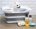 Goderewild Collapsible Pet Bathtub, 7.1 Gal (27L) - Foldable Bathing Tub with Drain Plug for Dogs & Cats Under 30 lbs - Multi-Use as Laundry Basket, Storage Organizer, Camping Sink (Grey)
