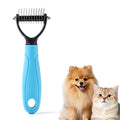 2026 New Dematting Comb for Dogs and Cats, Undercoat Rake Pet Brush for Long Hair, Deshedding Dog Brush Removes Tangles Knots and Loose Fur, Pet Grooming Tool for Thick Coats (Blue M)