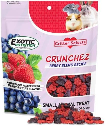 Crunchez Berry Blend - Crunchy Fruit Flavored Treat Bites - Sugar Gliders, Squirrels, Marmosets, Prairie Dogs, Hamsters,