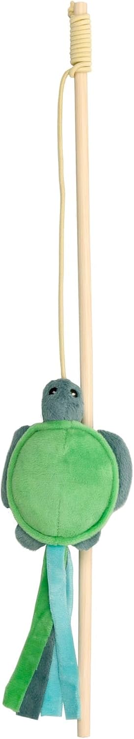 GRRREEN Cat Toys | Plush Turtle Teaser Cat Wand Toy | Eco Friendly Interactive Cat Toys for Indoor Cats