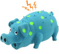 Andiker Dog Squeaky Toy, Dots Latex Dog Chew Toys with a Oinks Sound Squeaker Grunting Pig Dog Toy Durable Self Play 8" 