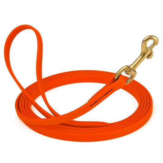 Viper K9 Biothane Working Dog Leash Waterproof Lead for Tracking Training Schutzhund Dog Sport & Search - Odor-Proof Long Line with Solid Brass Snap for Puppy Medium and Large 1/2" x 20ft HunterOrange