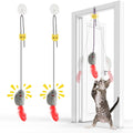 FYNIGO Self Play Cat Toys,2 Pack Door Hanging Cat Mouse Toy with Squeaky Sound,No Batteries Required,Interactive Cat Enrichment Toys for Bored Indoor Adult Cats,Cat Boredom Toys Mice with Feather Tail