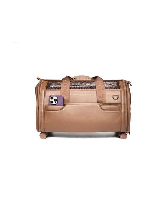 MOOR NYC Luxury Made Travel Bag. A Unique Pet Travel Bag Design for Dogs or Cats. TSA Approved (Cocoa Luxury Travel Bag)