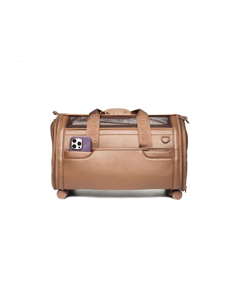 MOOR NYC Luxury Made Travel Bag. A Unique Pet Travel Bag Design for Dogs or Cats. TSA Approved (Cocoa Luxury Travel Bag)