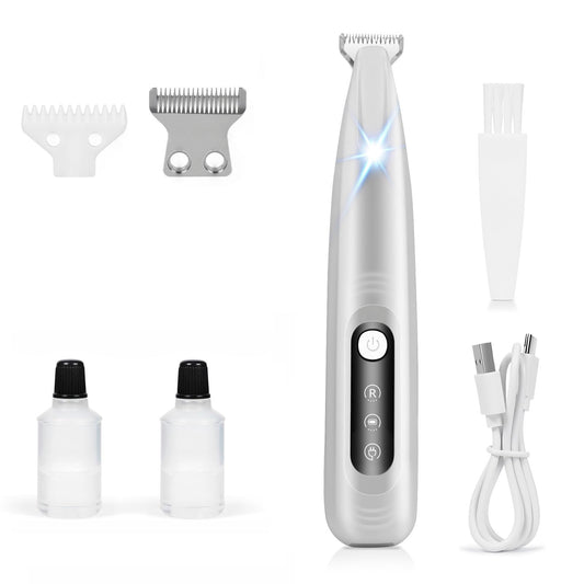 AMNICOOK Dog Paw Trimmer,Upgraded Grooming Kit with LED Light,Type-C Rechargeable,Cordless Feature,IPX4 Waterproof,Low Noise Clipper for Dog and Other Pet's Hair Around Paw,Face,Eyes,Ears and Rump