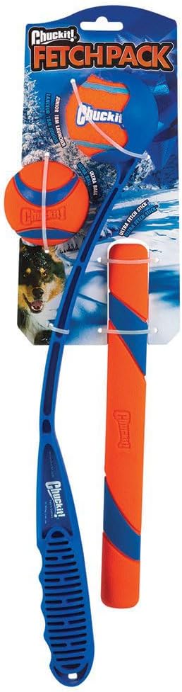 Chuckit! Fetch Pack - Chuck It Dog Ball Launcher 18 M, Tennis Ball, Ultra Rubber Ball and Ultra Fetch Stick Dog Gifts, D