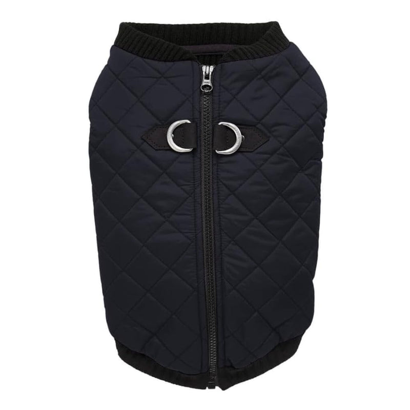 Gooby Fashion Vest Dog Jacket - Black, X-Large - Warm Zip Up Bomber Vest with Dual D Ring Leash - Winter Water Resistant Small Dog Sweater