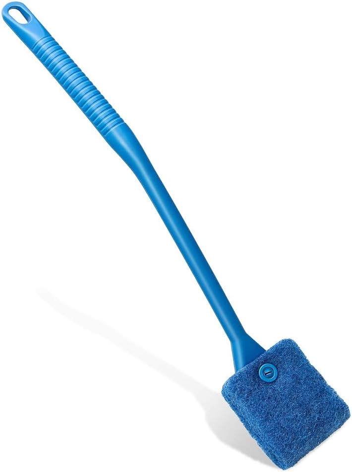 Fish Tank Cleaner with Five Sided Sponge Brush and Long Handle Aquarium Scrubber Alage Scraper for Glass Aquariums Terra
