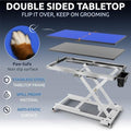 61" Dog Bathing Station, LEFT RAMP + 49" Electric Dog Grooming Table, WHITE