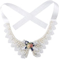 Pet Beautiful Pearl Necklace, Teddy Adjustable Bow Tie with Pearl Dogs Neck Collar Wedding Party Pets Headwear for Pets 