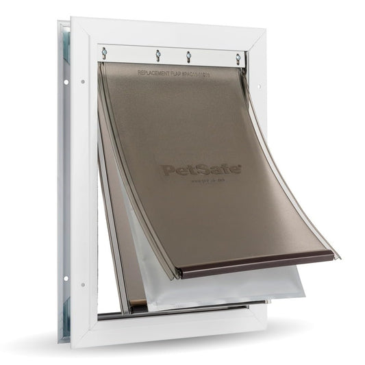 PetSafe Extreme Weather Aluminum Dog Door for Exterior Doors - Energy Efficient - 3 Flaps for Insulation - for Large Dogs